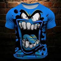 Vyriški marškinėliai Tee Juokingas Grimace 3D spaudinys Vintage mada Šaunus apvalia kaklo iškirpte Drabužiai Apranga Kasdienis Šventinis Atostogų trumpomis rankovėmis viršus S mėlyna
