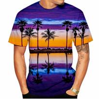Vasaros Havajų Peizažas 3D Spausdinimo Marškinėliai Streetwear Vyriška Mada Per dydį apvalia kaklo iškirpte trumpomis rankovėmis Marškinėliai Viršūnės Drabužiai S