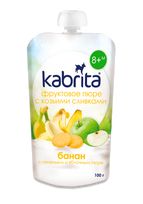 Vaisių tyrė Kabrita® „Bananas su sausainiais“ nuo 8 mėnesių 100 g 12 vnt. (Kabrita-box)