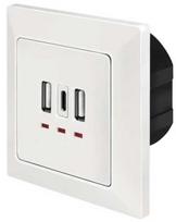 Adapteris AV LogiLink LogiLink PA0254 maitinimo lizdas 2 x USB A + 1 x USB C Baltas