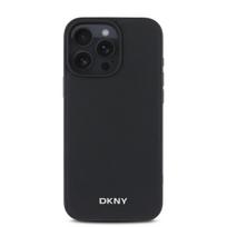 DKNY PU Leather Silver Metal Logo Magsafe Apple iPhone 16 Pro Max dėklas telefonui juodos spalvos