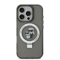 Karl Lagerfeld Ringstand Karl and Choupette MagSafe Apple iPhone 16 Pro Max dėklas telefonui juodos spalvos