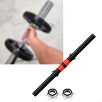 Barbell Bar Dumbbells Set Single Sturdy Portable with 2 Nuts Threaded Handles for Home Fitness Total Length 47cm