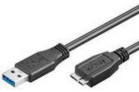 Inline Goobay 1 m USB 3.0 A/micro-B, 1 m, USB A, Micro-USB B, vyriškas/vyriškas, juodas