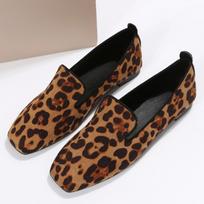 Fashion Large Size Flat Shoes Spring and Autumn New Square Head Deep Mouth Leopard Single Shoes Light Non-slip Women's Shoes 39 leopardo rašto spalva