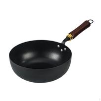 Dujinė wok keptuvė su pakabinamu žiedu ir medine rankena Diameter 20 cm black
