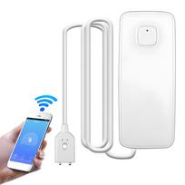 1 pakuotės WiFi vandens nuotėkio detektorius APP Control 85DB vandens jutiklio signalizacija IP67 vandeniui atspari baterija balta