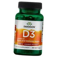 Vitaminas D3, vitaminas D3 5000, Swanson 250 gelio dangtelių (36280031) 250softgels