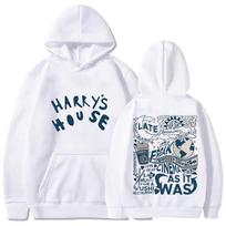 Harry's House Džemperiai rudeniui/žiemai Vintažinis grunge flisinis džemperis su gobtuvu Patogūs drabužiai Moletom Gotikinis džemperis XS balta