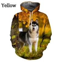 New 3D Printed Husky Dog Hoodies Men Animal Graphics Leisure Hoodies Fashion Long Sleeve Sweatshirts Women Kids Clothing S