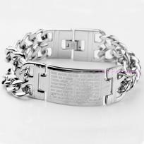 Fashion Silver Color Cuban Link Chain with ID Tape Character Men's Bracelet Stainless Steel Jewelry 22.5cm*22.5mm 92g 22CM