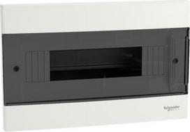 Consumer unit Easy9 EU, flush, 12 modules, 2 earth/neutral terminal blocks, smoked door EZ9EUA112 | 3606486369982