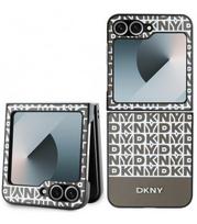 Rudas dėklas Samsung Galaxy Z Flip 6 / 7 FE telefonui "DKNY PU Leather Repeat Pattern Bottom Stripe Case"