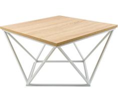 Kavos stalelis CURVED 60x60 cm balta/smėlio spalva