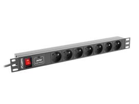 LANBERG Surge protector rack power distribution unit 1U, 7 outlets, 2m cable, 16A, black