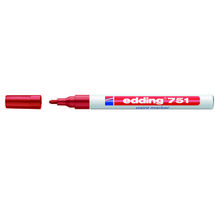 Žymeklis Edding 751 lako pagrindu, apvaliu galiuku, 1-2mm, raudonos spalvos