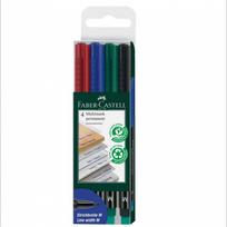 Žymeklių permanentinių 4sp. rinkinys FABER-CASTELL MULTIMARK M su trintuku