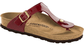 Blizgančios raudonos spalvos moteriškos šlepetės Birkenstock 1013629