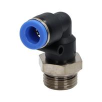 Kampinė pneumatinė kištukinė jungtis žarnai, fi 10 mm, G 1/2 M, plastikinė
