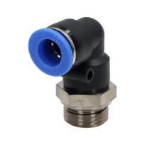 Kampinė pneumatinė kištukinė jungtis žarnai, fi 12 mm, G 1/2 M, plastikas