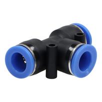 T tipo kištukinis pneumatinis trišakis, skirtas 8 mm žarnai, plastikinis