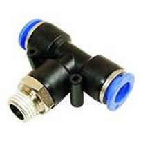Pneumatinė T formos jungtis T 12 3/8 PB12-G03, žarna 12mm, 3/8" sriegis