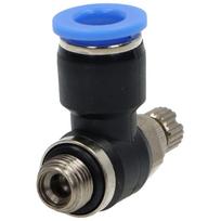 Pavarai įkišamas droselio atbulinis vožtuvas, G 1/8 M, 8 mm žarnai, plastikinis