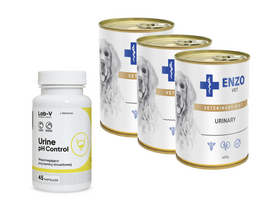 ENZO VET Urinary nuo šlapimo takų ligų su vištiena šunims 3x400g + LAB-V Šlapimo pH kontrolė 45 kapsulės