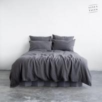 Linen Tales Dark Grey Linen Duvet Cover Set Lininis patalynės užvalkalų komplektas, 200x200 50x70*2