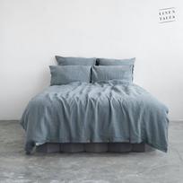 Linen Tales Blue Fog Linen Duvet Cover Set Lininis patalynės užvalkalų komplektas, 200x200 50x70*2