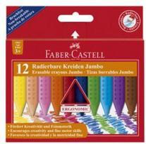 *Plastikinės kreidelės Faber-Castell Grip Jumbo, tribriaunės, 12 spalvų