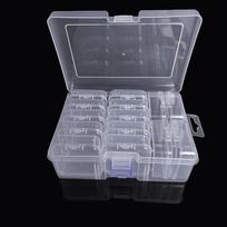 15 skyrių skaidri plastikinė dėžutė karoliukams, nagų dailei ir papuošalams - Nešiojama daugiafunkcinė laikymo dėžutė 6 empty + 14 boxes 16*11.6*5.7cm skaidri