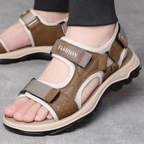 Mados Vasaros Vyriškos Sandalai Pu Odiniai Vyriški Šlepetės Vyriški Sandalai Madingi Šlepetės Romėniški Sandalai Neslystantys Vyriški Kelioniniai Paplūdimio Batai Nauja 2024 m. 38 chaki