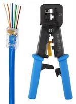 Tinklo užspaudimo replės SWTP003 perkišamoms jungtims (RJ45/RJ12 8P/6P/4P)