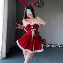 Seksuali kalėdinė suknelė Kalėdų Senelio serijos kostiumai Kalėdų vakarėliui Mergaitei Raudona Suknele Apsiaustas Virvelė Vieninga Sexy Pižama Club Party Cosplay One Size raudona