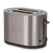 Black+Decker 2-Slot Toaster, 900W, Stainless Steel