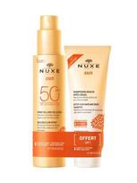 Rinkinys Nuxe Sun: apsauginis purškiklis nuo saulės SPF50, 150 ml + šampūnas, 100 ml