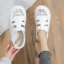 Madingi tuščiaviduriai Baotou sandalai moterims, kvėpuojantys, minkšti, patogūs plokščiapadžiai sandalai moterims, retro, kasdieniai batai, platforminiai, universalūs sportbačiai 2024 41 abrikosas