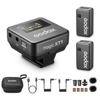 Godox Magic XT1 Vienas siųstuvas-du 2.4G belaidžių mikrofonų sistema Magnetiniai prisegami mikrofonai juoda