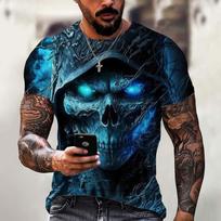 Fashion Trend Skull Pattern Vyriški marškinėliai 6XL plius dydis trumpomis rankovėmis Street Gothic Horror Skeleton Vyriški viršutiniai drabužiai O formos kaklo laisvalaikio marškinėliai, vyriški marškinėliai S