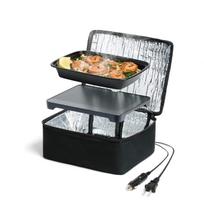Nešiojama orkaitės pietų dėžutės maisto šildytuvas 12V 24V 110V Mini nešiojama orkaitėje šildoma pietų dėžutė automobiliui / sunkvežimiui / darbui / kelionėms / namų pašildymui juoda