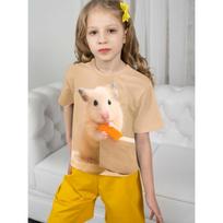 Mergaičių vasara 10 metų mergaitės drabužiai mergaitėms vaikams Hamster marškinėliai Vaikų viršutinė dalis Vaikų marškinėliai Vaikiški drabužiai Grafiniai 100 beige