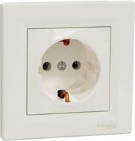 Socket outlet, 1-gang with side grounding, 16A, beige, Asfora EPH2900123 | 3606480526091