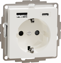 Socket outlet + USB A and USB C, 2P+E, 16A, polar white, Merten System M MTN2367-0319 | 3606489905866