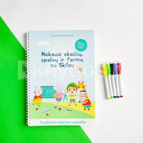 Lavinamoji knyga „Mokausi skaičių, spalvų ir formų su Skilsu“. Su daugkartinio naudojimo žymekliais (2 vnt.)