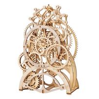 3D medinis galvosūkis mechaninis laikrodis žaislas pasidaryk pats pjovimas lazeriu kūrybingas šeimos medinis rankdarbių rinkinys vaikams, suaugusiems, dovana gelsvai ruda