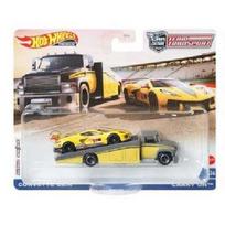 Hot Wheels Premium Team Transport Modeliukas Corvette C8-R & Carry-on Truck, yellow