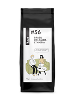 Skrudintos kavos pupelės KAVA96 Nr.56, MIX Brasil (NY2 Moggiana), Ethiopie (Yirgacheffe), Colombia (Supremo)