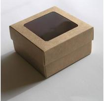 Kartoninė dėžutė su permatomu dangteliu, 9x9x5 cm