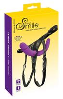 SMILE - dvigubas prisegamas dildo su kelnaitėmis - violetinė/juoda